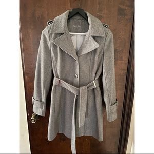 Calvin Klein Single Breasted Wool Blend Coat